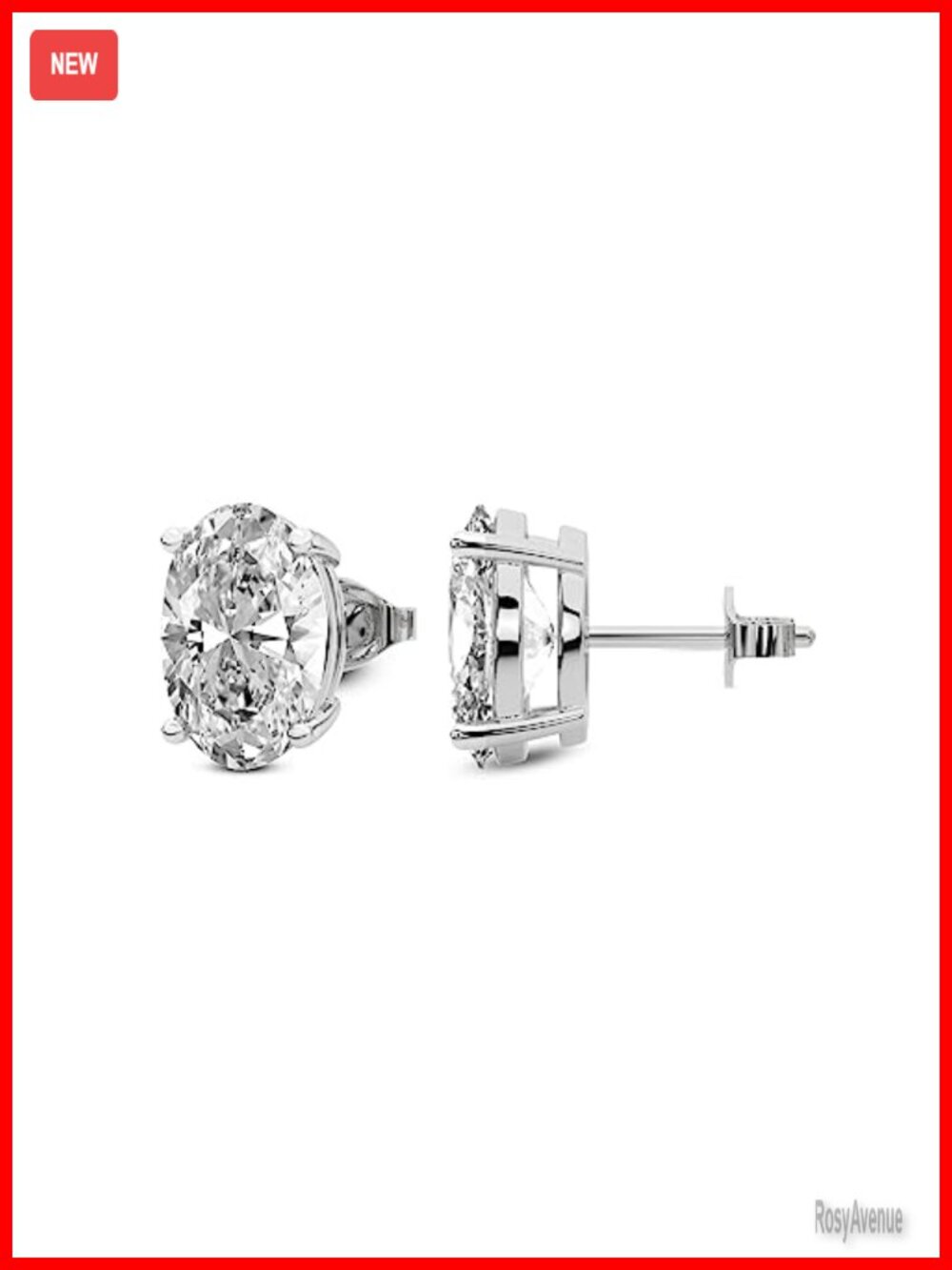 Oval Lab Grown Diamond Stud Earrings 2 Ct 925 Sterling Silver Prong Set